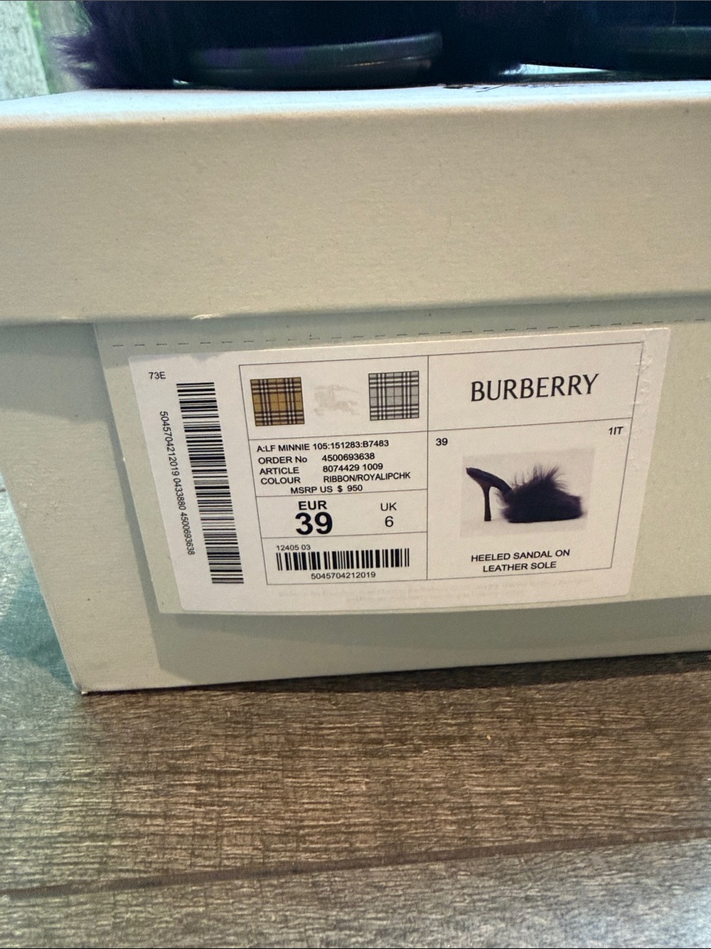 Burberry Purple Faux Fur Slide Mules - Picture 6 of 6